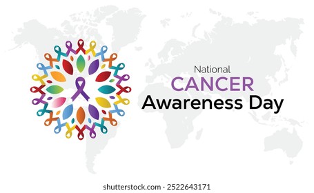 National cancer awareness day is observed every year on November. Medical Healthcare Awareness concept. background, placard, banner template Vector illustration design.