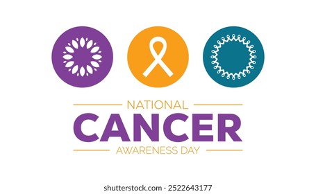 National cancer awareness day is observed every year on November. Medical Healthcare Awareness concept. background, placard, banner template Vector illustration design.