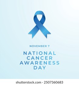 National Cancer Awareness Day vector design template good for celebration usage. National Cancer Awareness Design. Blue ribbon. Flat design. eps 10.