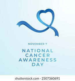 National Cancer Awareness Day vector design template good for celebration usage. National Cancer Awareness Design. Blue ribbon. Flat design. eps 10.