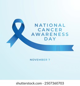 National Cancer Awareness Day vector design template good for celebration usage. National Cancer Awareness Design. Blue ribbon. Flat design. eps 10.