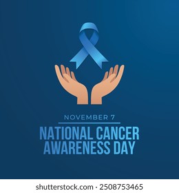 National Cancer Awareness Day vector design template good for celebration usage. National Cancer Awareness Day design. blue ribbon. flat design. eps 10.