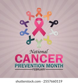 National Cancer Prevention Month. February. Holiday concept. Template for background, banner, card, poster with text inscription. Vector illustration