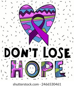 National cancer survivor month. Hope, support concept. Vertical poster, banner with creative lettering in colorful pop art style. Editable vector illustration isolated on a white background