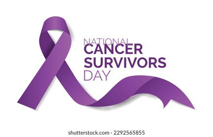 National Cancer Survivors day observed each year on First Sunday in June .lavender purple ribbons raising awareness vector .