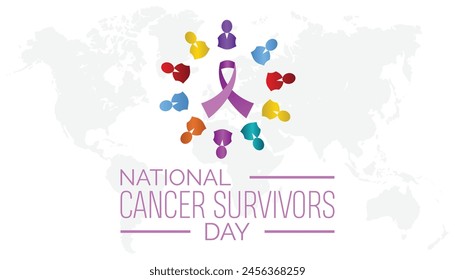 National Cancer Survivors Day observed every year in June. Template for background, banner, card, poster with text inscription.