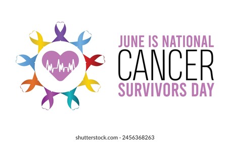 National Cancer Survivors Day observed every year in June. Template for background, banner, card, poster with text inscription.