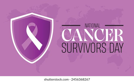 National Cancer Survivors Day observed every year in June. Template for background, banner, card, poster with text inscription.