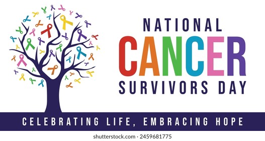 National Cancer survivors day is observed every year in June. banner design template Vector illustration background design