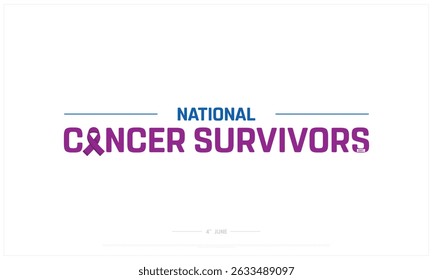 National Cancer Survivors Day on white background, Typographic Design of National Cancer Survivors Day, Vector Design of National Cancer Survivors Day, National Cancer Survivors Day Design