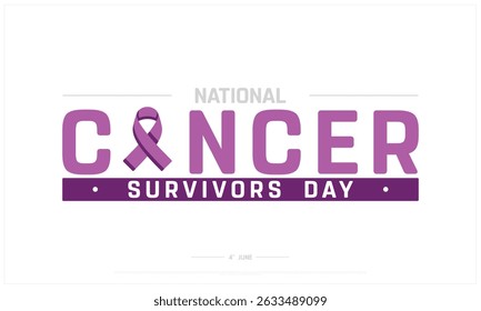 National Cancer Survivors Day on white background, Typographic Design of National Cancer Survivors Day, Vector Design of National Cancer Survivors Day, National Cancer Survivors Day Design
