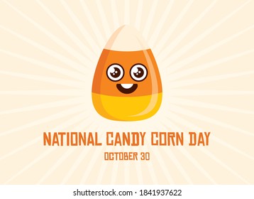 National Candy Corn Day vector. Cute Candy Corn cartoon character. Popular halloween candy vector. Candy Corn Day Poster, October 30. Important day