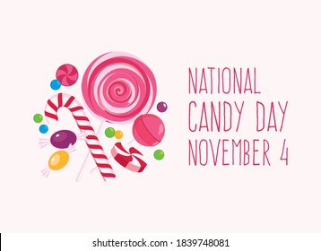 National Candy Day vector. Different types of candies icon set. Candy collection vector. Candy Day Poster, November 4. Important day