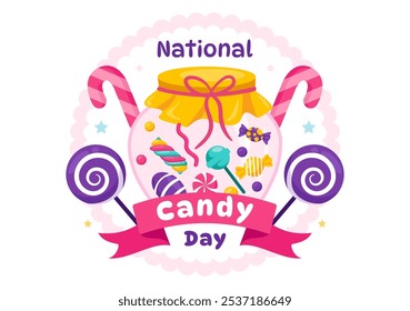 National Candy Day Vector Illustration on November 4, featuring a Variety of Colorful Candies and Sweets in a Flat Style Cartoon Background