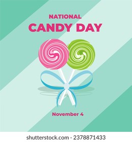 National Candy Day vector. Candy Day Poster, November 4. Green and pink candy. 