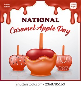 National Caramel Apple Day, 3D vector cartoon-style candy apples, perfect for events and culinary delights