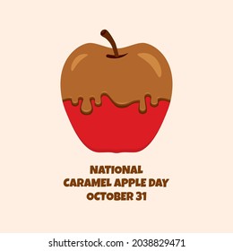 National Caramel Apple Day vector. Red apple dipped in caramel icon vector. October 31, important day