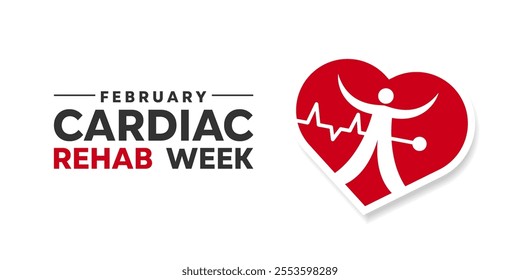 National Cardiac Rehab Week. Heartbeat and people. Suitable for cards, banners, posters, social media and more. White background. 