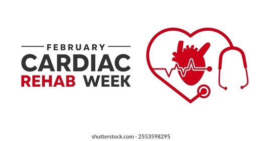 National Cardiac Rehab Week. Suitable for cards, banners, posters, social media and more. White background. 