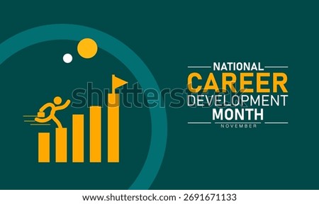 National Career Development Month Poster Banner and Background Abstract Design Template with Business People Growth Arrow and Office Illustration for Education Success and Professional Training Awaren