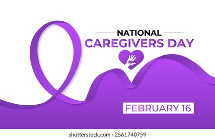 National caregivers day is February 16 banner and Vector background design template. This day is dedicated to honoring the selfless individuals who provide personal care, support, and compassion.