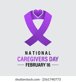 National caregivers day is February 16 banner and Vector background design template. This day is dedicated to honoring the selfless individuals who provide personal care, support, and compassion.