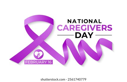 National caregivers day is February 16 banner and Vector background design template. This day is dedicated to honoring the selfless individuals who provide personal care, support, and compassion.