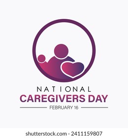 National Caregivers Day observed every year of 16th february, Vector health banner, flyer, poster and social medial template design.