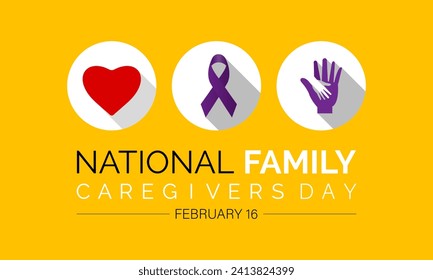 National Caregivers Day observed every year of 16th february, Vector health banner, flyer, poster and social medial template design.