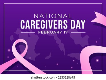 National Caregivers Day on February 17th Provide Selfless Personal Care and Physical Support in Flat Cartoon Hand Drawn Templates Illustration