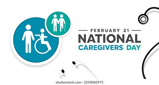 National Caregivers Day. Peoples, and stesthoscope. Great for cards, banners, posters, social media and more. White background.