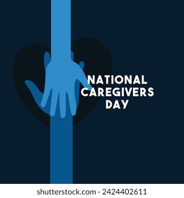 National Caregivers Day. Third Friday in February. Flat design vector. Poster, banner, card, background. Eps 10.