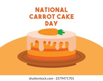 National Carrot Cake Day. Flat design vector. Eps 10.