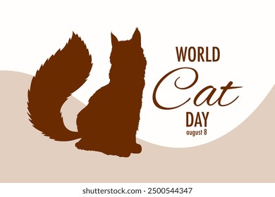 national cat day banner, cat silhouette ,drawn outline cat