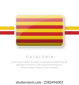 National Catalonia Flag.Vector Catalonia Button Flag. Realistic National Flag Design and Vector Template.