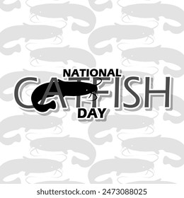 National Catfish Day event banner. A catfish with bold text on white background to celebrate on June 25th