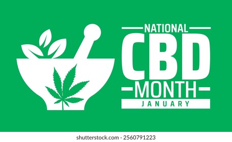 National CBD Month background banner or poster design template. observed every year in January. Holiday concept. Use to any Template, card, poster, placard, template.