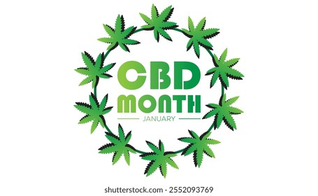 National CBD Month observed each year during January. Healthcare Medical Awareness concept. Vector template for banner, greeting card, poster with background.