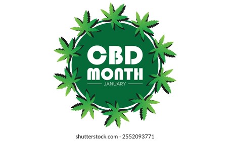 National CBD Month observed each year during January. Healthcare Medical Awareness concept. Vector template for banner, greeting card, poster with background.