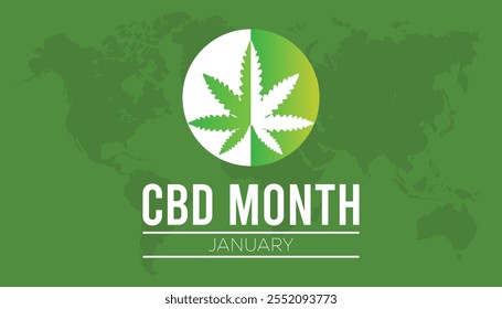 National CBD Month observed each year during January. Healthcare Medical Awareness concept. Vector template for banner, greeting card, poster with background.