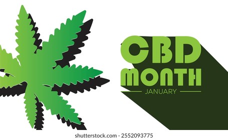 National CBD Month observed each year during January. Healthcare Medical Awareness concept. Vector template for banner, greeting card, poster with background.