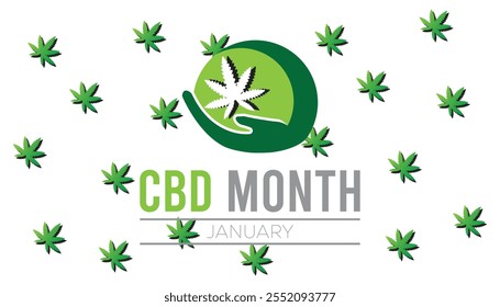 National CBD Month observed each year during January. Healthcare Medical Awareness concept. Vector template for banner, greeting card, poster with background.