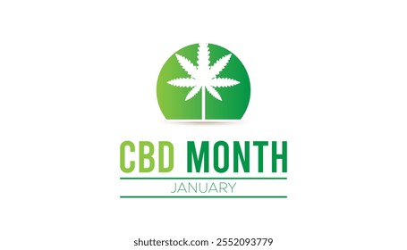 National CBD Month observed each year during January. Healthcare Medical Awareness concept. Vector template for banner, greeting card, poster with background.