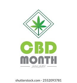 National CBD Month observed each year during January. Healthcare Medical Awareness concept. Vector template for banner, greeting card, poster with background.