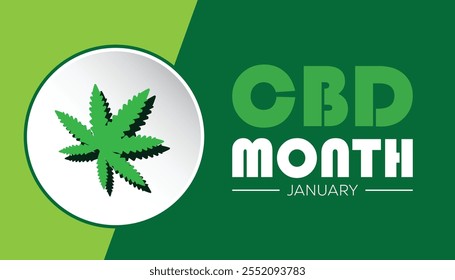 National CBD Month observed each year during January. Healthcare Medical Awareness concept. Vector template for banner, greeting card, poster with background.