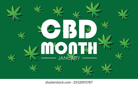 National CBD Month observed each year during January. Healthcare Medical Awareness concept. Vector template for banner, greeting card, poster with background.