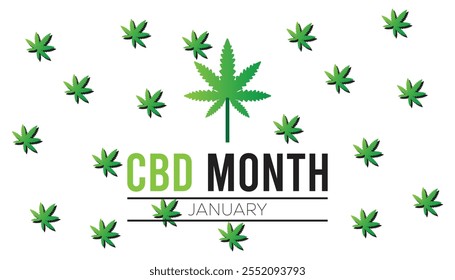 National CBD Month observed each year during January. Healthcare Medical Awareness concept. Vector template for banner, greeting card, poster with background.