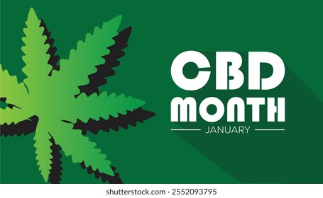 National CBD Month observed each year during January. Healthcare Medical Awareness concept. Vector template for banner, greeting card, poster with background.