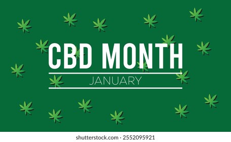 National CBD Month observed each year during January. Healthcare Medical Awareness concept. Vector template for banner, greeting card, poster with background.