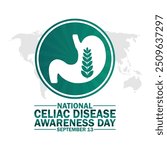 National Celiac Disease Awareness Day. September 13. Holiday concept. Template for background, banner, card, poster with text inscription. Vector illustration.